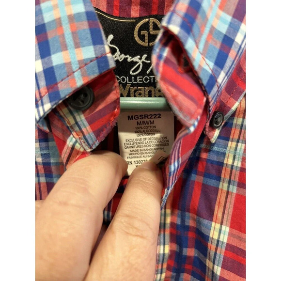 Wrangler George Strait Blue Red Button Down Shirt Size Size Medium - Picture 4 of 6